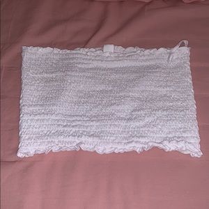 white smocked tube top